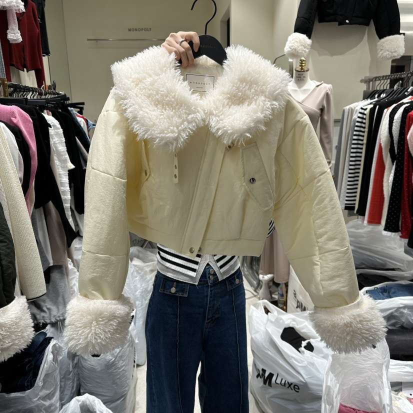 MONOPOLY東大門㊣實拍女士新品熱賣職業休閑短款棉服jp棉絨MONO_POLY短款棉服