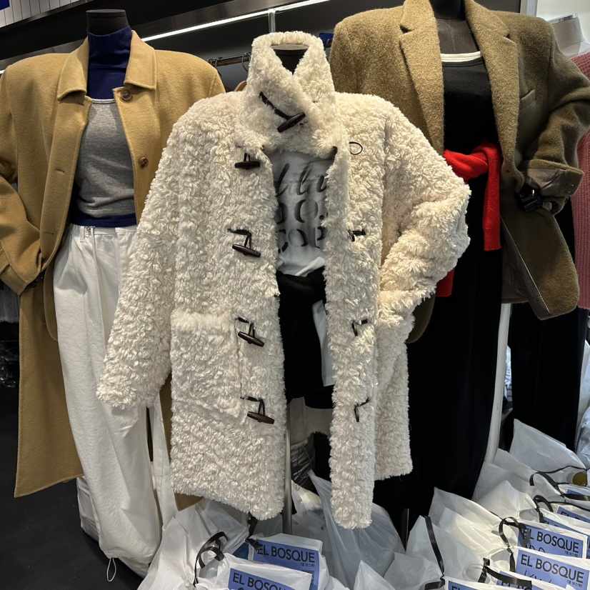 EL BOSQUE東大門㊣直郵女裝新款時尚中長款大衣里外穿羊毛雙面EL BOSQUE中長款大衣