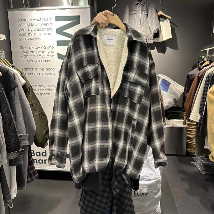 EL BOSQUE東大門㊣直郵女裝新款時尚夾克不含內搭加絨格紋EL BOSQUE夾克