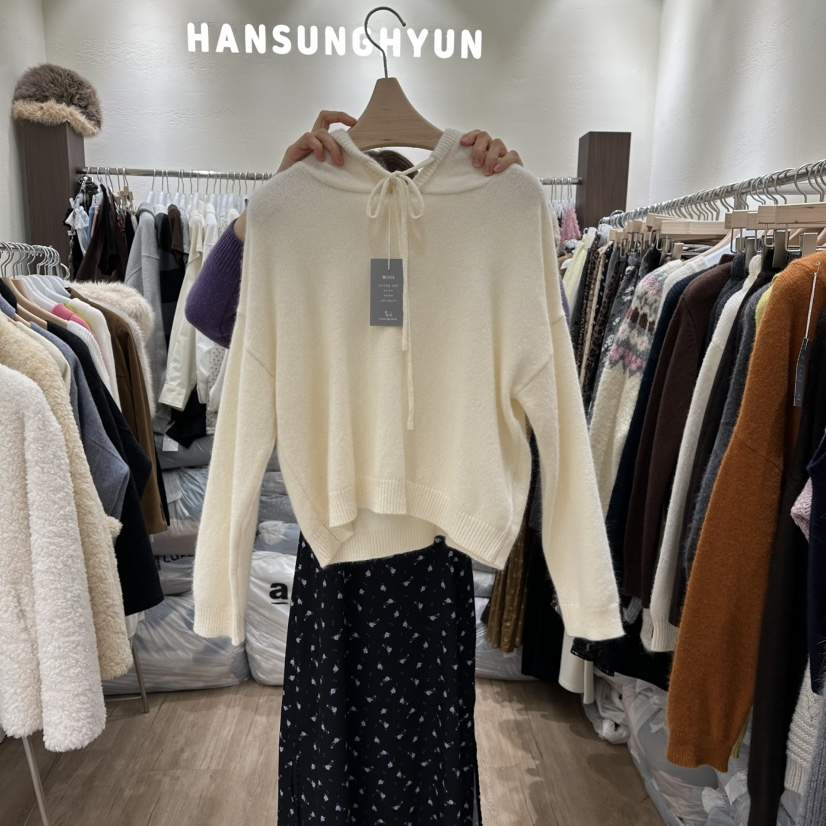 HANSUNGHYUN韓國直郵㊣女裝新品推薦熱賣毛衣連帽針織衫羊毛HANSUNGHYUN毛衣