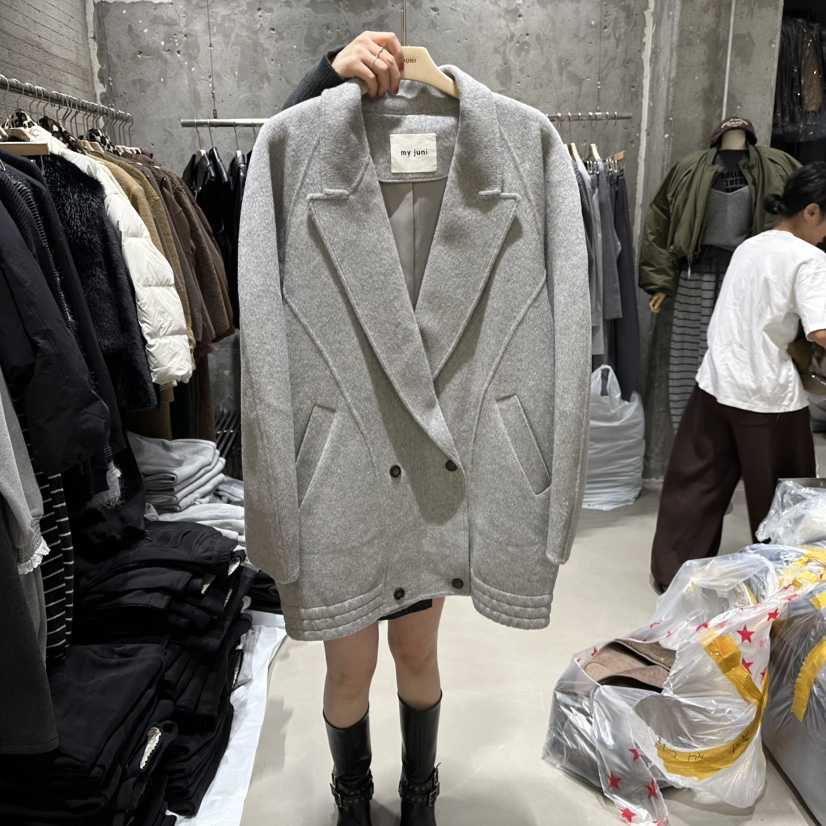 JUNI韓國代購㊣女裝新款25秋冬熱賣人氣職業休閑推薦短款大衣my juni短款大衣