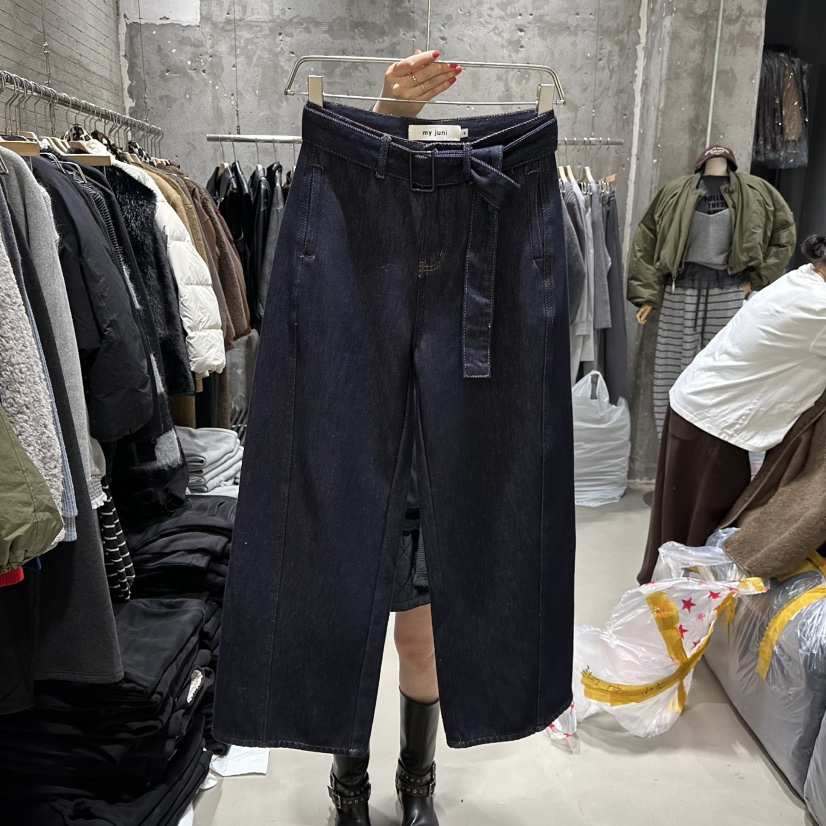 JUNI東大門㊣直郵女裝新品休閑熱賣職業25秋冬牛仔褲含腰帶my juni牛仔褲