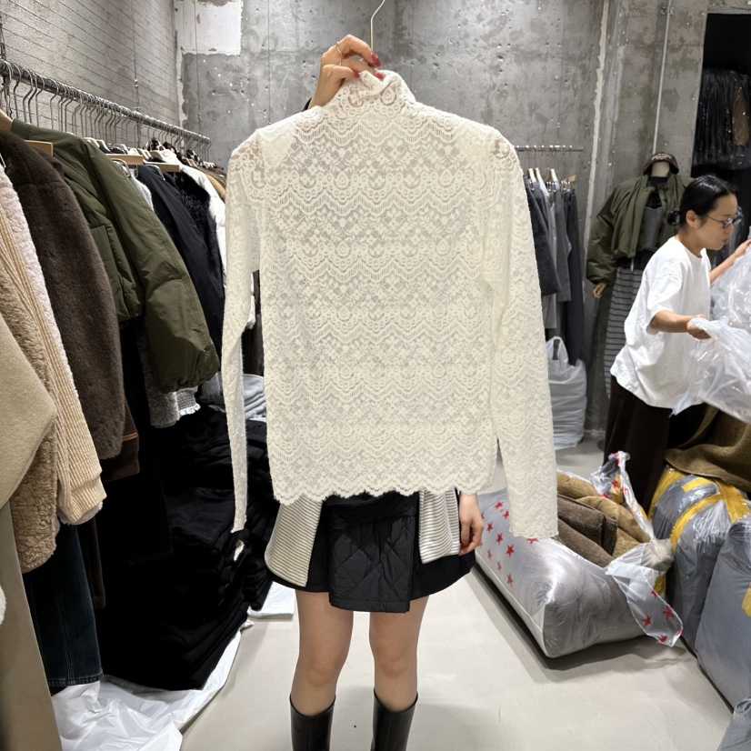 JUNI韓國直郵㊣女士新款熱賣25秋冬推薦時尚休閑襯衫蕾絲衫my juni襯衫/蕾絲衫