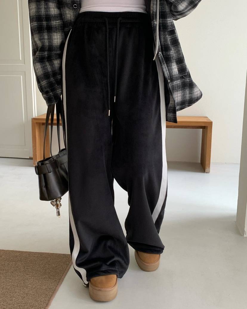 REVE CITE-L韓國代購㊣女裝新款休閑人氣職業推薦休閑褲絲絨REVE CITE休閑褲