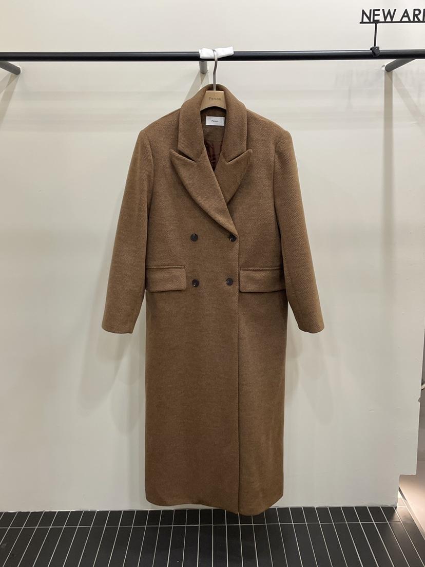 PERSON東大門㊣代購女士新品休閑職業推薦人氣時尚中長款大衣PERSON中長款大衣
