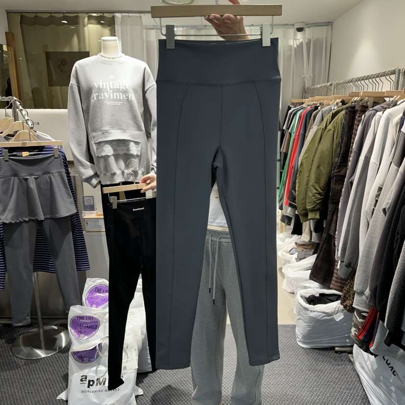 THE LOT東大門㊣代購女士新款休閑打底褲鯊魚褲加絨羊毛開衩THE LOT/	LOT打底褲/鯊魚褲