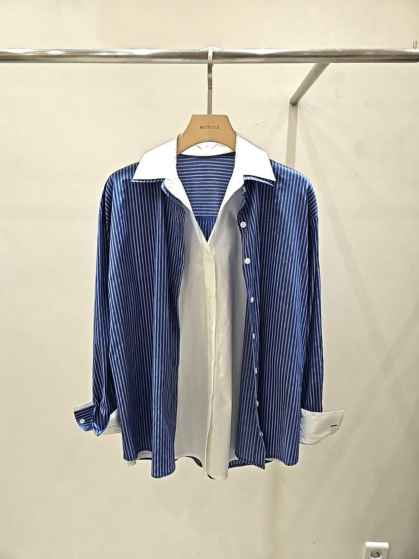 MONTER韓國直郵㊣女裝新品職業推薦25秋冬襯衫蕾絲衫假兩件MONTER襯衫/蕾絲衫