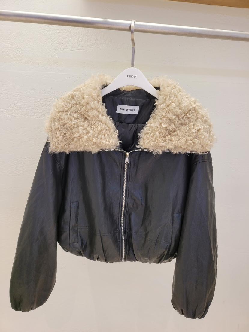 THE OTHER東大門㊣實拍女士新款休閑職業短款羽絨服皮革鴨絨THE OTHER短款羽絨服