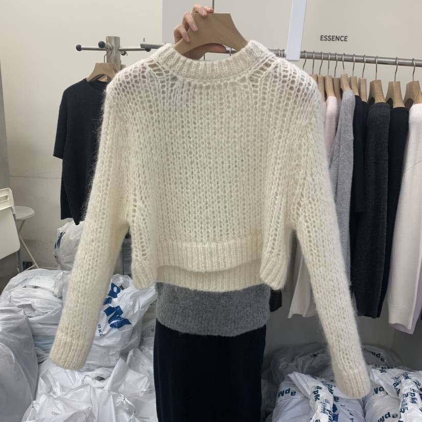 ESSENCE韓國代購㊣女士新款休閑職業熱賣人氣針織衫手工編織ESSENCE針織衫