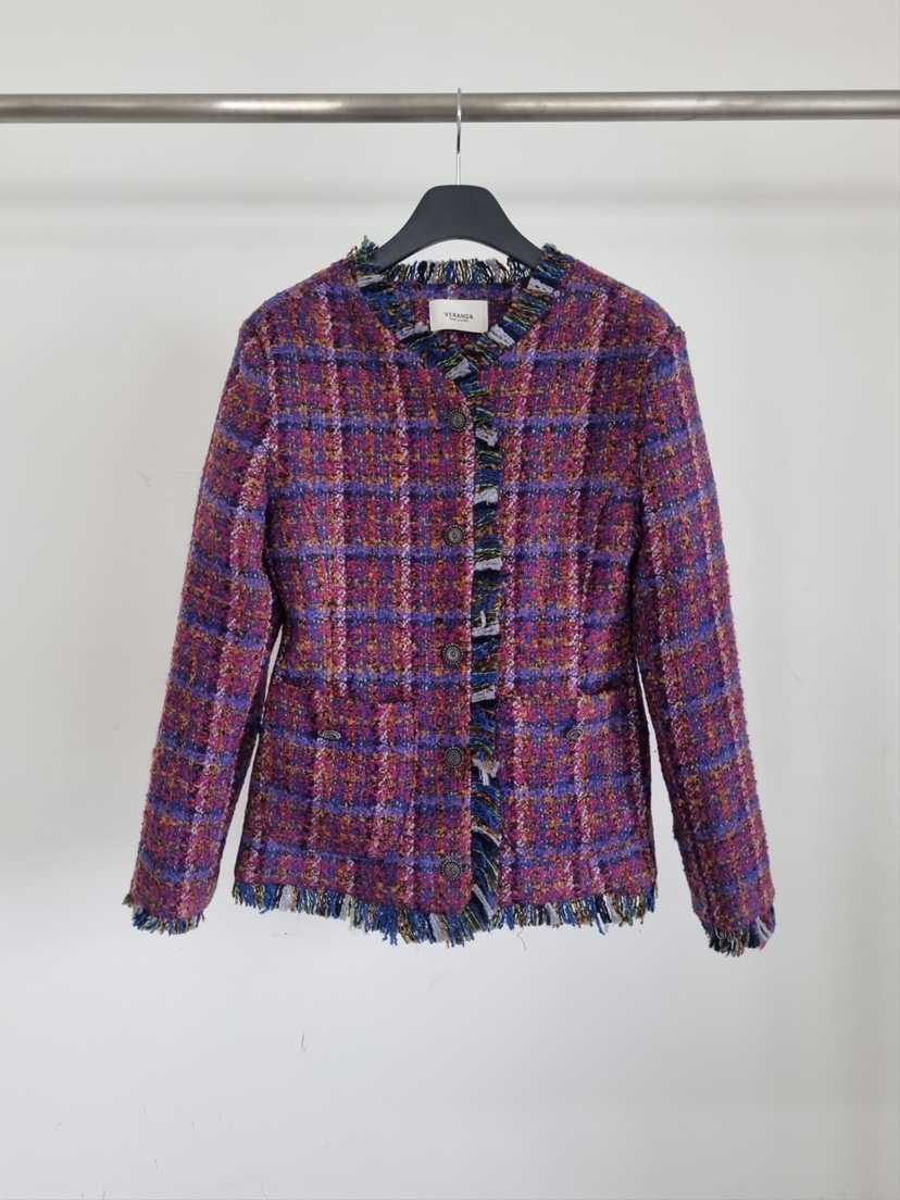 VERANDA韓國代購㊣女士新品職業推薦時尚人氣夾克粗花呢格子VERANDA夾克