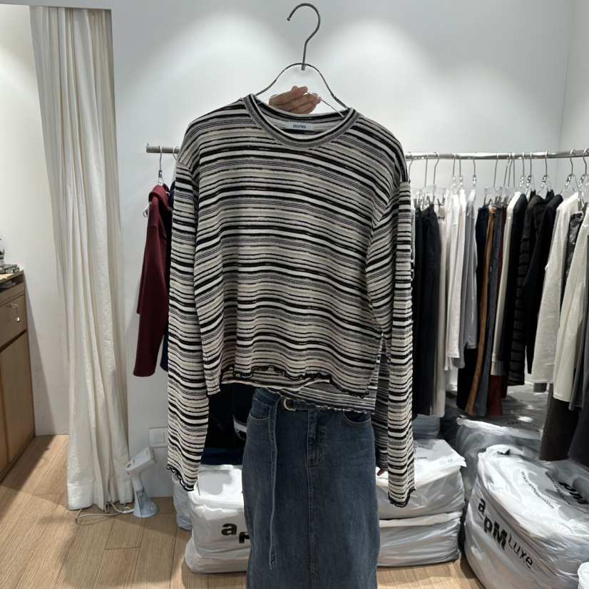 STORIES東大門㊣實拍女裝新款熱賣休閑25秋冬職業推薦長袖T恤STORIES長袖T恤
