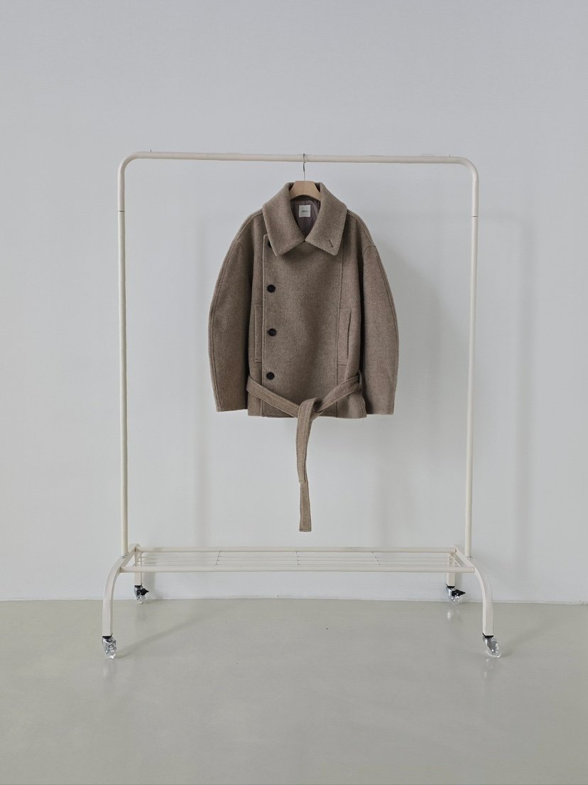 J SHOP韓國直郵㊣女士新品時尚真品人氣休閑短款大衣含腰帶J_SHOP短款大衣