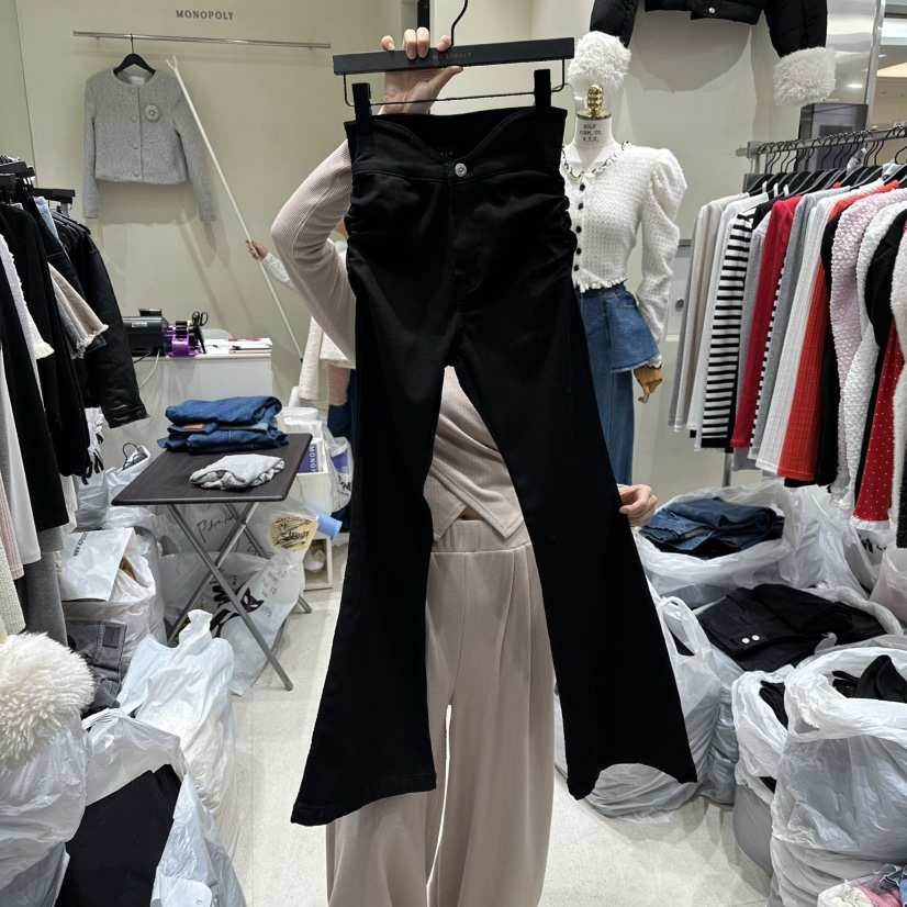 MONOPOLY韓國直郵㊣女裝新品休閑推薦人氣職業休閑褲喇叭褶皺MONO_POLY休閑褲