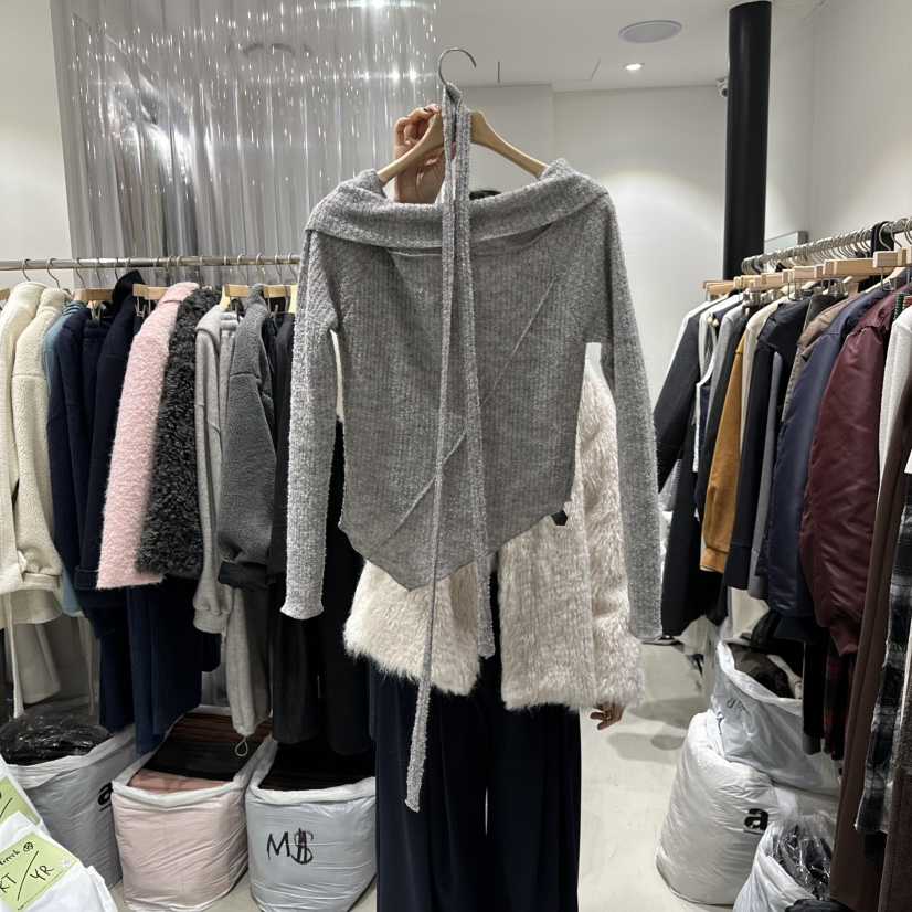 GREEK東大門㊣直郵女士新品推薦時尚真品針織衫安哥拉含脖帶GREEK針織衫