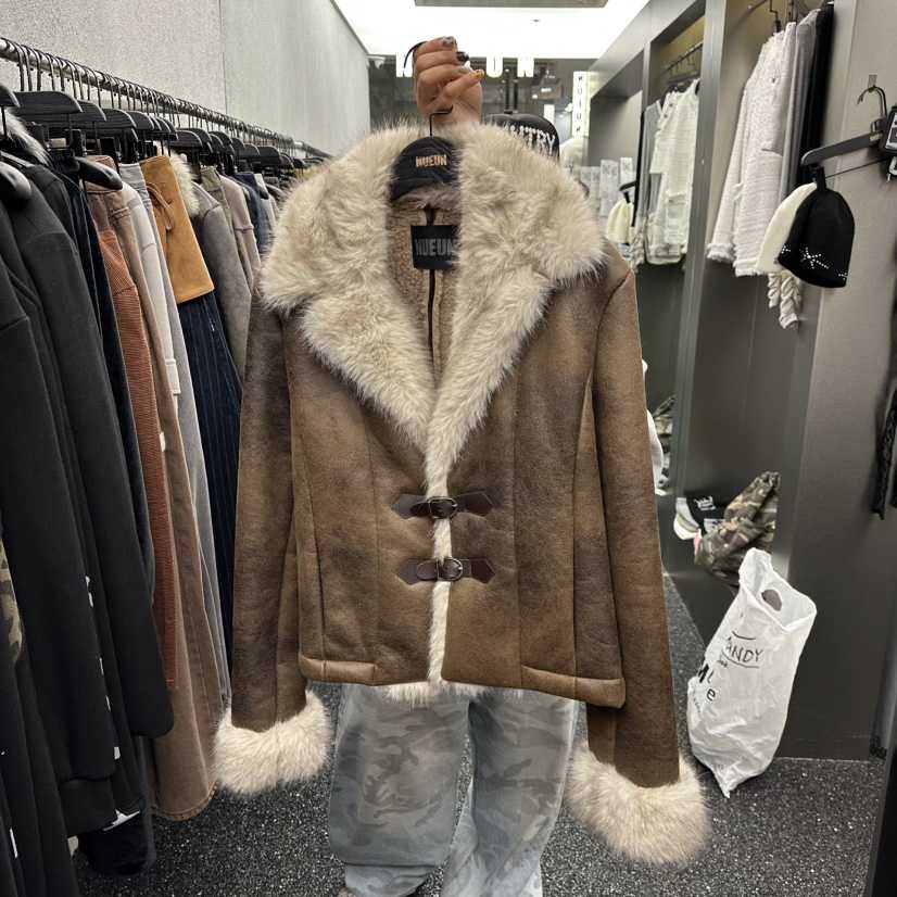 NUEUN東大門㊣實拍女士新款職業真品25秋冬人氣休閑短款大衣NUEUN/SEEOT短款大衣