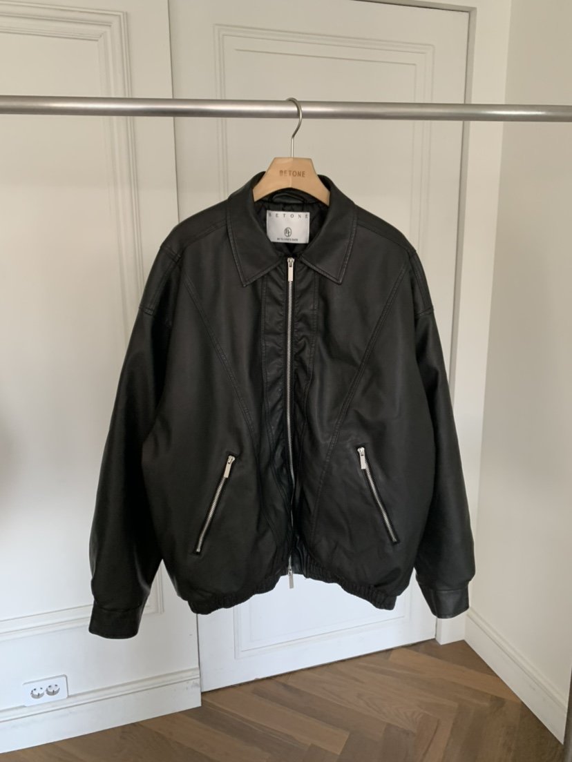 BETONE韓國直郵㊣女裝新品真品時尚25秋冬人氣夾克皮革絎縫BETONE夾克