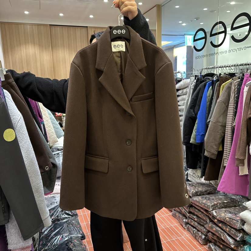 E/E/E東大門㊣代購女士新品人氣推薦時尚25秋冬短款大衣羊毛E/E/E短款大衣