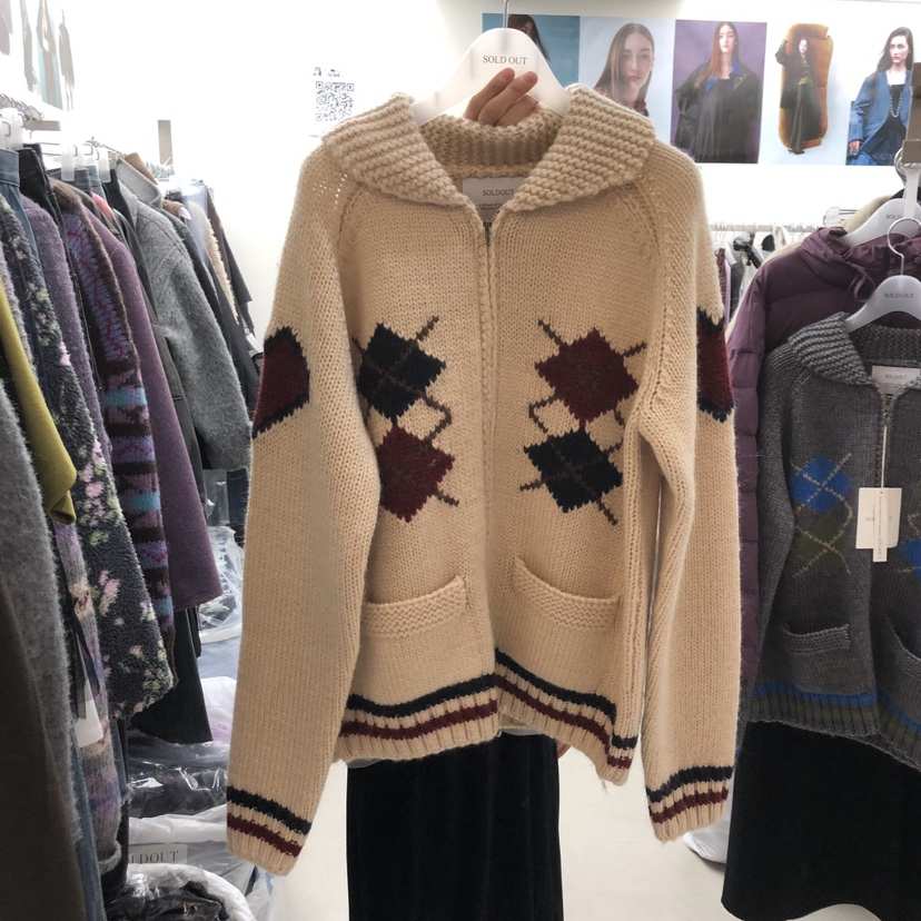 SOLD OUT韓國直郵㊣女裝新品25秋冬推薦人氣職業毛衣手工拉鏈SOLD OUT毛衣