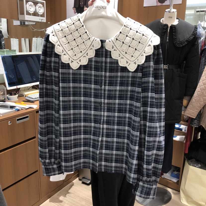 OGI東大門㊣直郵女士新款時尚推薦25秋冬人氣休閑襯衫蕾絲衫FLat OGI襯衫/蕾絲衫