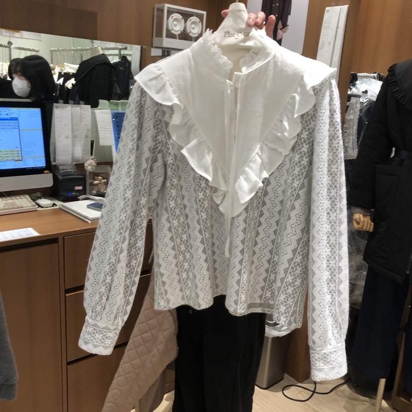 OGI韓國代購㊣女裝新款25秋冬時尚人氣休閑推薦職業襯衫蕾絲衫FLat OGI襯衫/蕾絲衫