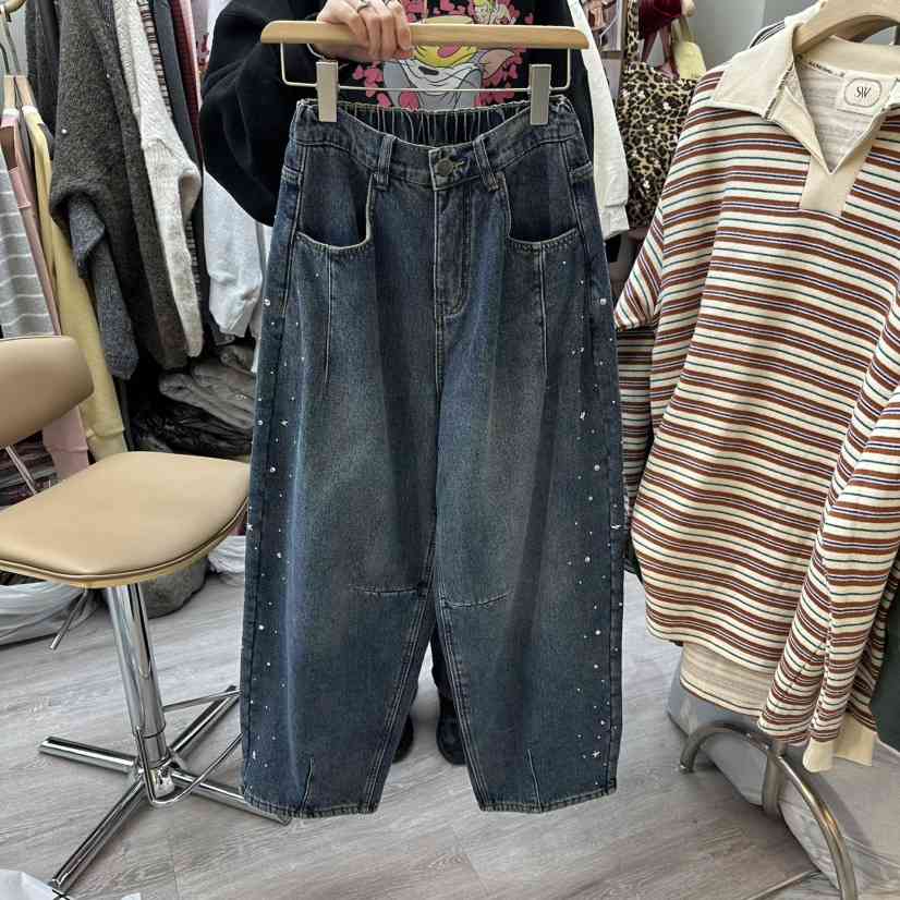 STICK WITH韓國代購㊣女士新款時尚人氣推薦熱賣牛仔褲加絨STICK WITH牛仔褲