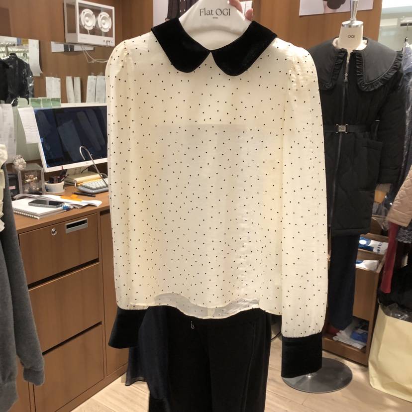 OGI韓國代購㊣女士新品推薦熱賣時尚職業休閑25秋冬襯衫蕾絲衫FLat OGI襯衫/蕾絲衫