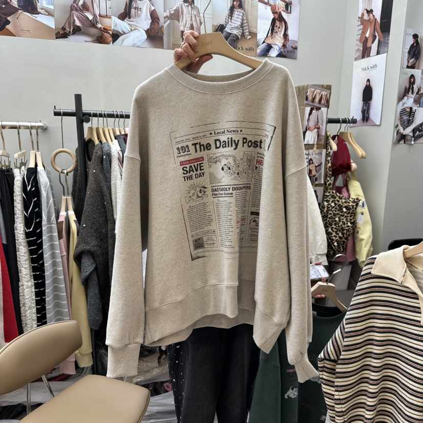 STICK WITH東大門㊣直郵女裝新款職業熱賣25秋冬休閑衛衣加絨STICK WITH衛衣