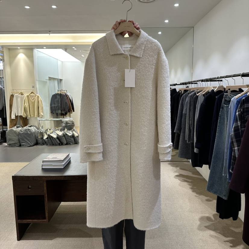 VEGETABLE東大門㊣實拍女裝新品職業休閑25秋冬中長款大衣羊駝VEGETABLE中長款大衣