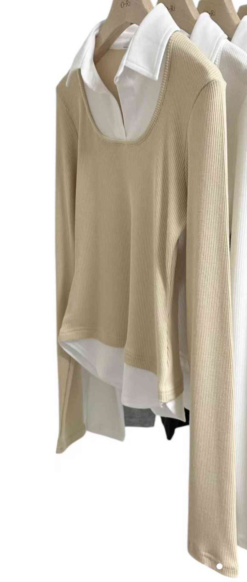 O-RI-오리-T東大門㊣代購女裝新品休閑人氣長袖T恤假兩件O-RI長袖T恤