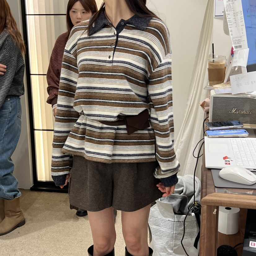 VENIR-a韓國直郵㊣女裝新款職業真品25秋冬長袖T恤不含腰包VENIR-a長袖T恤