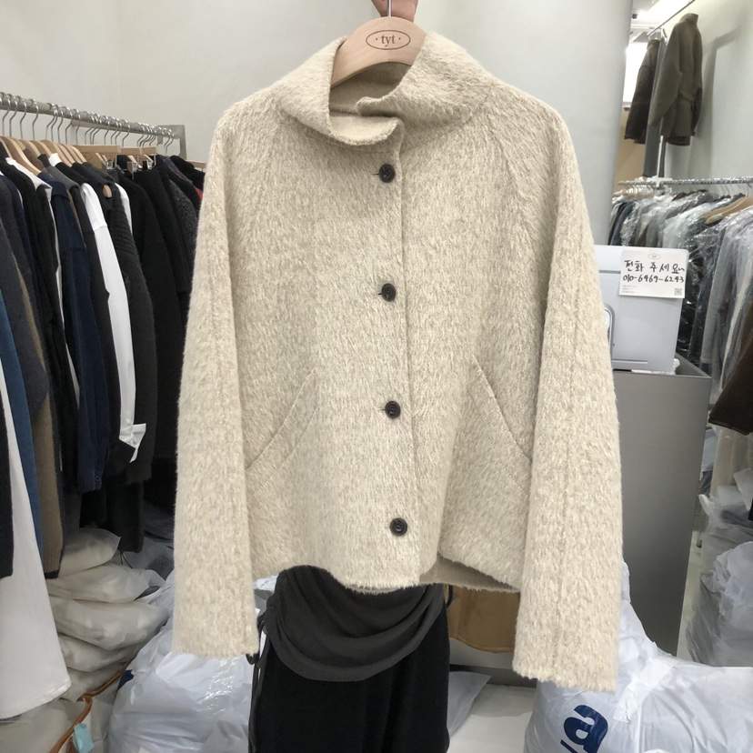 TAKE YOUE TIME韓國代購㊣女裝新款熱賣短款大衣手工短款TAKE YOUE TIME短款大衣