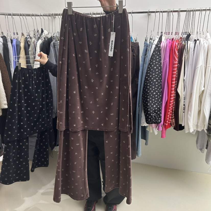 SEOLO東大門㊣實拍女裝新品休閑人氣25秋冬熱賣職業裙褲天鵝絨Seolo seoul裙褲