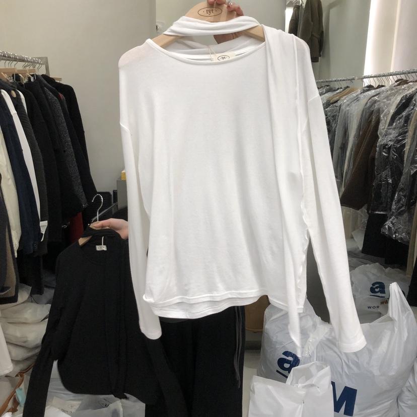 TAKE YOUE TIME韓國代購㊣女裝新品職業人氣熱賣長袖T恤圍巾TAKE YOUE TIME長袖T恤