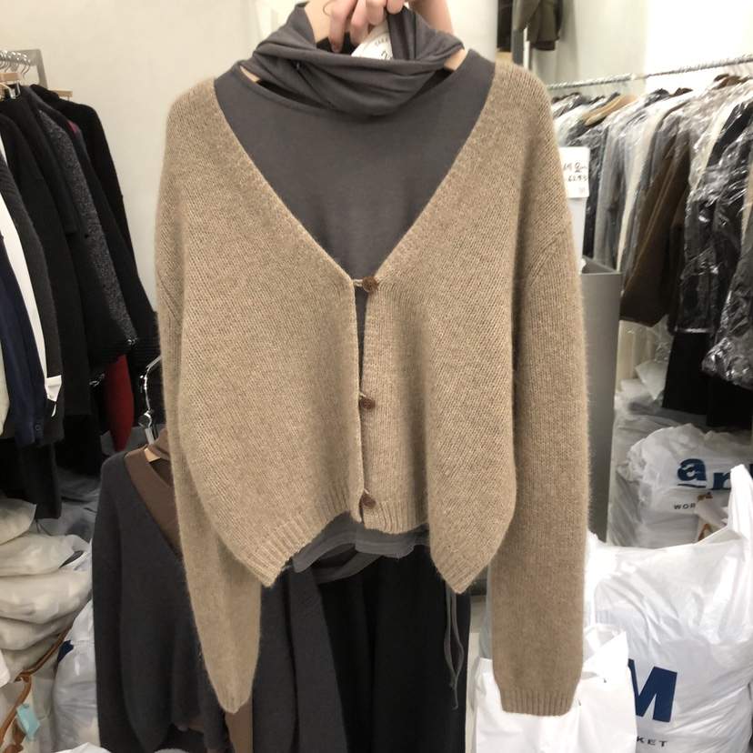 TAKE YOUE TIME韓國直郵㊣女士新品人氣毛衣不含內搭安哥拉V領開衫TAKE YOUE TIME毛衣