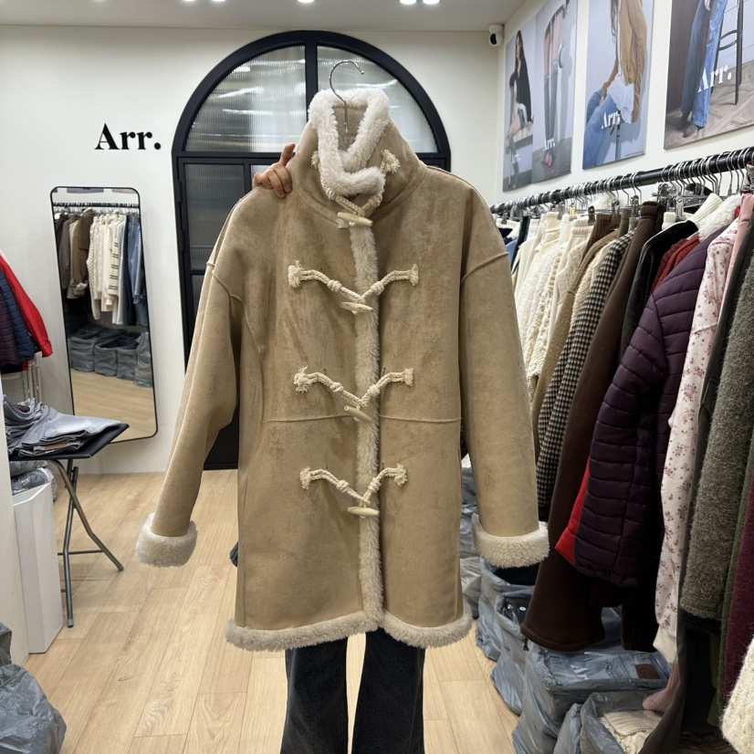 ARR韓國代購㊣女裝新品時尚25秋冬推薦職業中長款大衣兩面可穿ARR中長款大衣