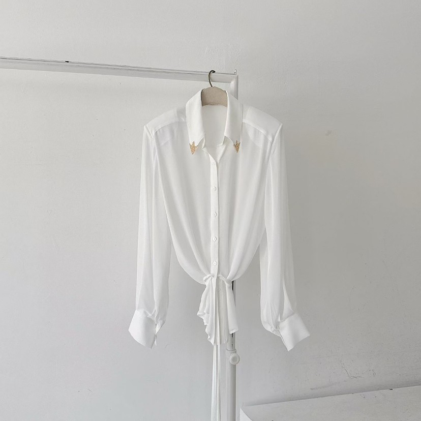 RIJINA東大門㊣實拍女裝新款休閑熱賣推薦時尚襯衫蕾絲衫絲綢RIJINA襯衫/蕾絲衫