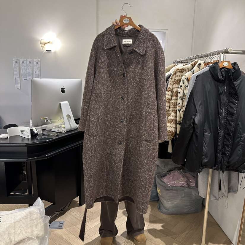 BRUSH-P東大門㊣直郵女裝新款推薦25秋冬中長款大衣含腰帶BRUSH-P中長款大衣