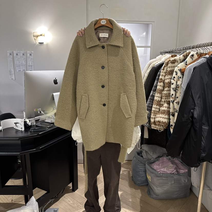 BRUSH-P東大門㊣代購女裝新款25秋冬熱賣時尚中長款大衣羊駝BRUSH-P中長款大衣