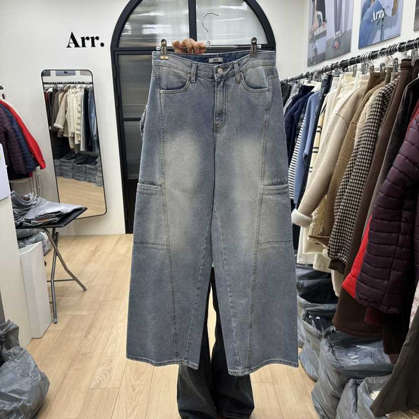 ARR韓國代購㊣女裝新品休閑25秋冬時尚推薦熱賣人氣牛仔褲抓絨ARR牛仔褲