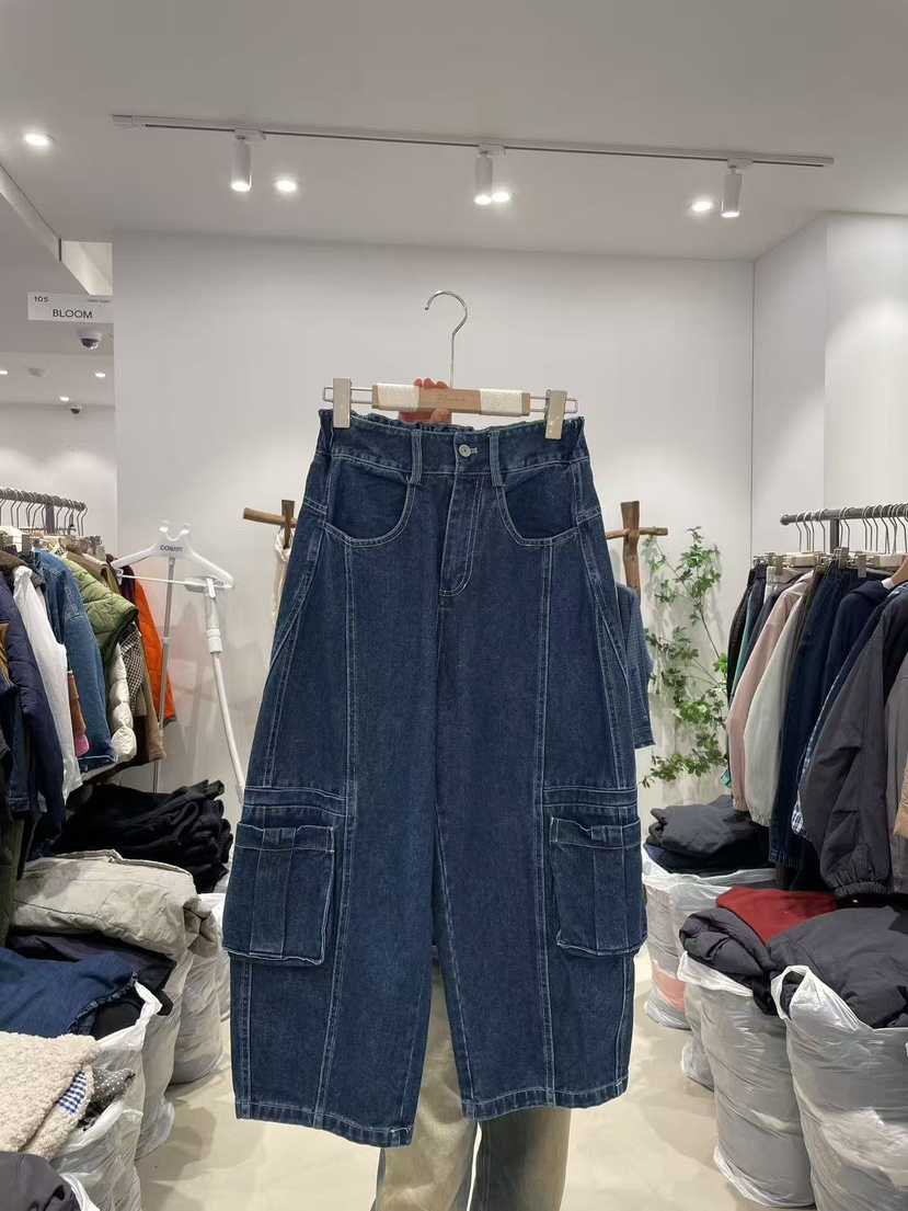 BLOOM東大門㊣實拍女裝新款熱賣25秋冬推薦人氣時尚牛仔褲口袋BLOOM-S牛仔褲