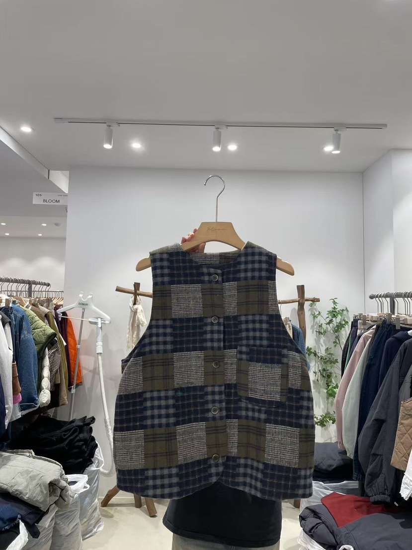 BLOOM東大門㊣實拍女士新品時尚25秋冬推薦休閑吊帶背心格紋BLOOM-S吊帶/背心