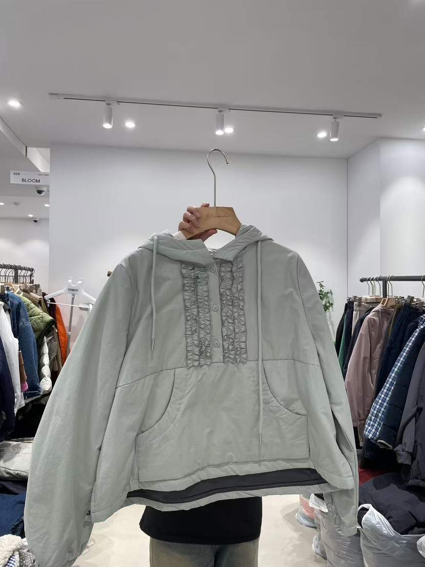 BLOOM東大門㊣實拍女裝新款時尚休閑推薦熱賣25秋冬夾克褶皺棉BLOOM-S夾克