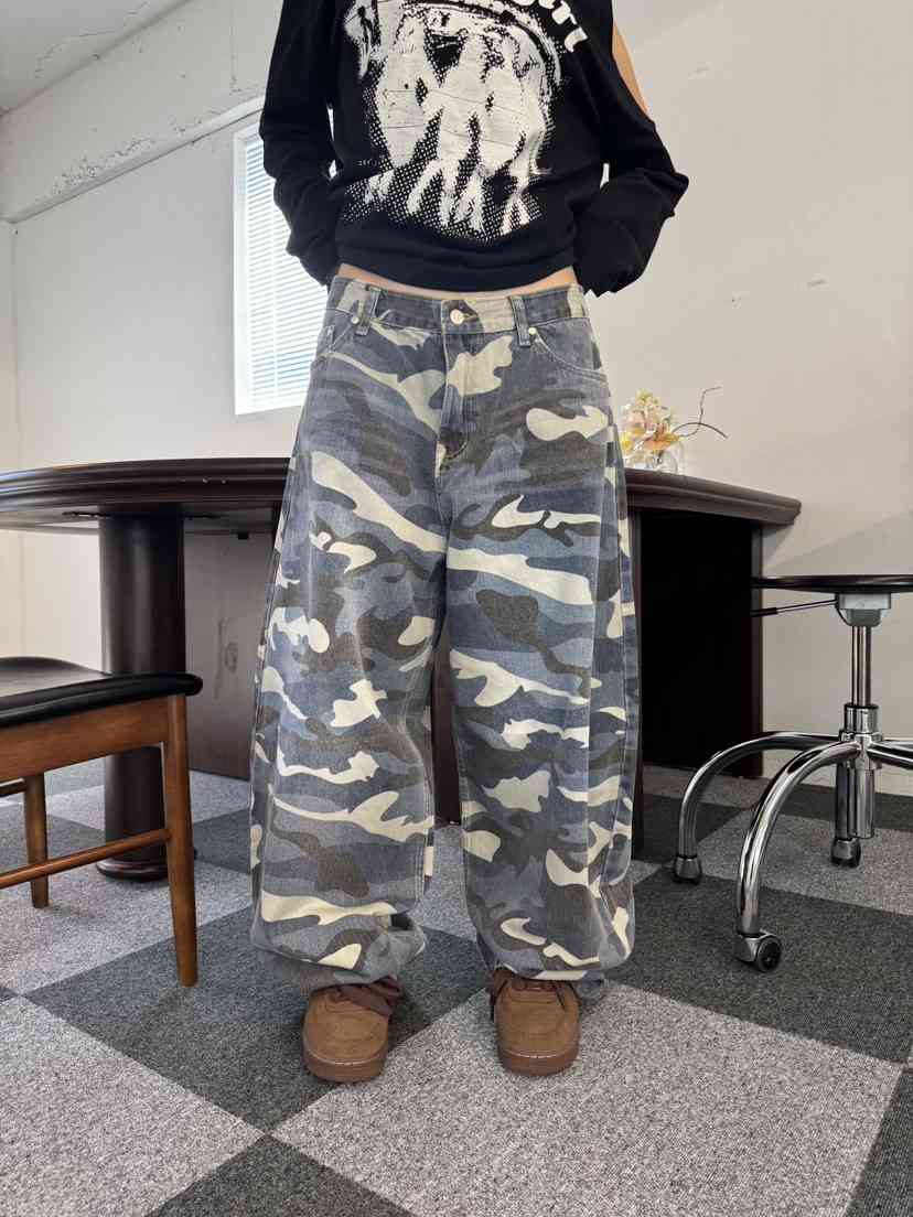 SEEOT東大門㊣直郵女裝新款職業熱賣牛仔褲男女同款水洗迷彩SEEOT牛仔褲