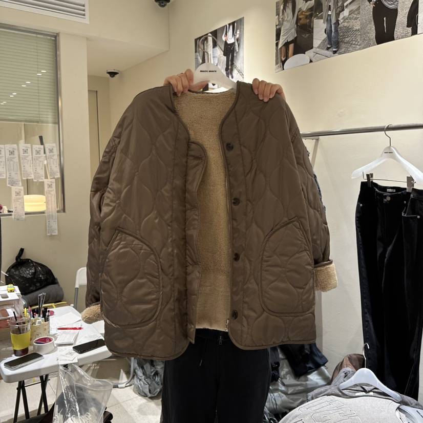 MOREMORE東大門㊣實拍女裝新款熱賣推薦休閑夾克兩面穿絎縫more more夾克