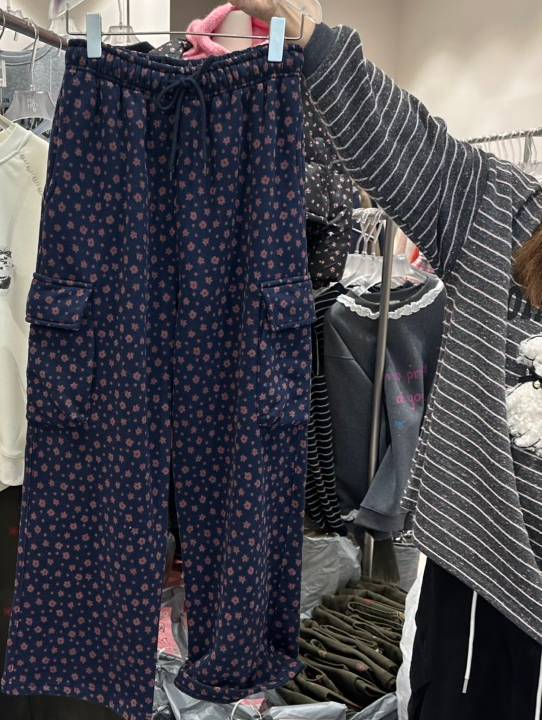 MIMME韓國代購㊣女士新品時尚休閑推薦熱賣25秋冬休閑褲加絨花朵MIMME休閑褲