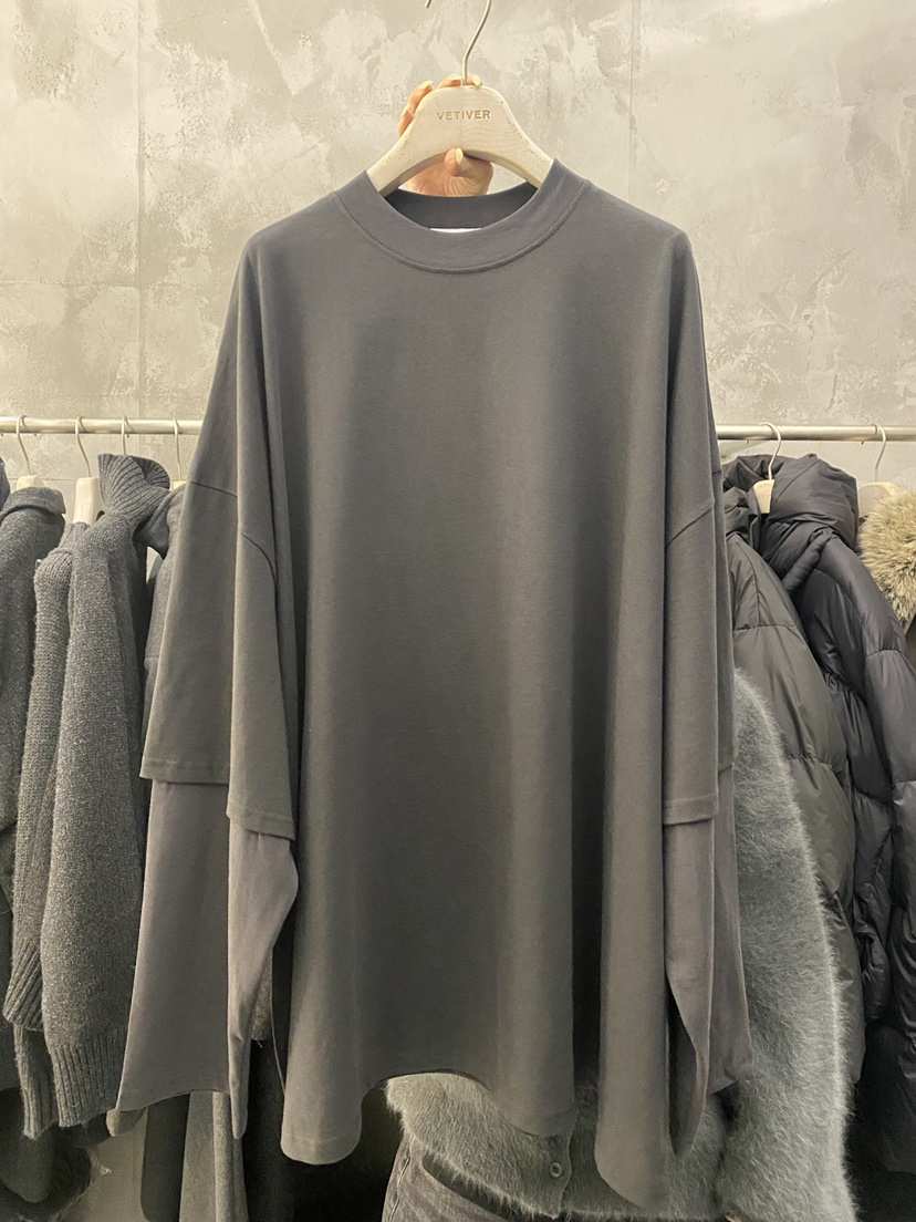 THE VETIVER-A東大門㊣實拍女士新品推薦時尚長袖T恤假兩件VETIVER長袖T恤