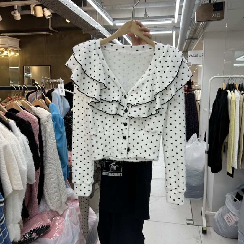 SAGE BRUSH韓國直郵㊣女士新品人氣25秋冬針織衫荷葉邊開衫SAGE BRUSH針織衫