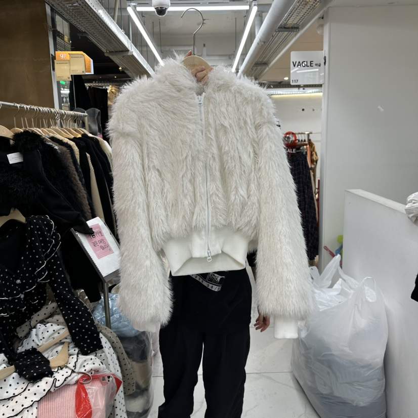 SAGE BRUSH東大門㊣代購女士新品熱賣時尚短款大衣拉鏈絲絨SAGE BRUSH短款大衣