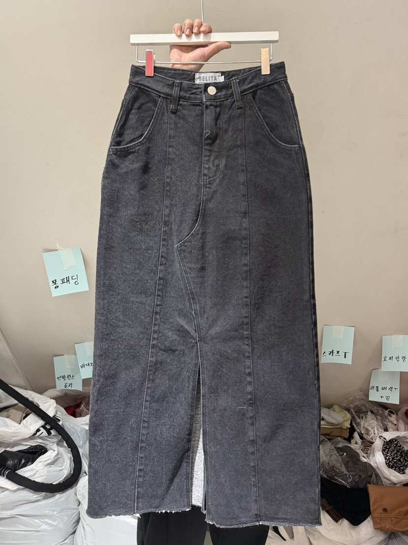 BELITA-L韓國代購㊣女士新款職業人氣休閑長裙加絨羊毛開衩BELITA-L長裙