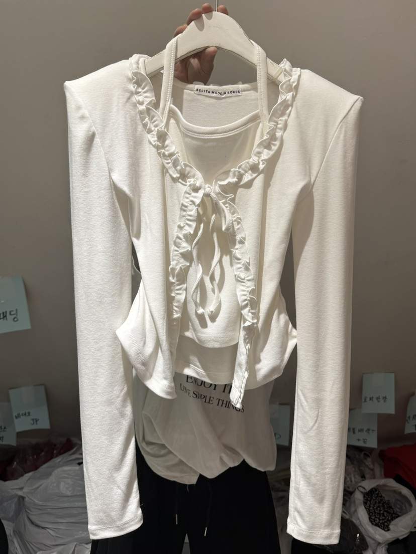 BELITA-L東大門㊣代購女裝新款職業休閑25秋冬長袖T恤荷葉邊BELITA-L長袖T恤